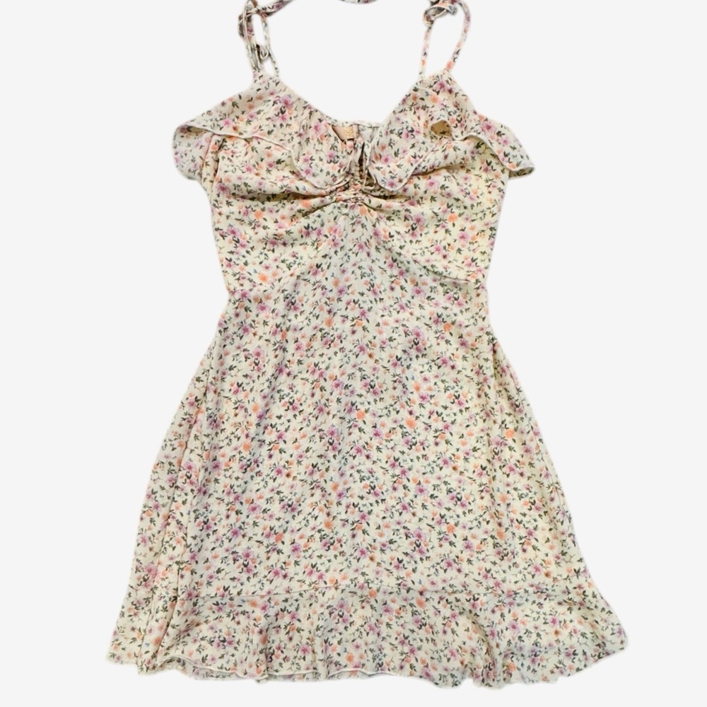 Evolutionary Apparel Floral Tie Backless Ruffle Dress Size Large